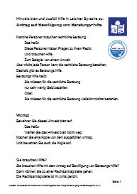 Hinweisblatt und Ausfüllhilfe in Leichter Sprache zu: Antrag auf Bewilligung von Beratungshilfe - Download (0,23 MB)